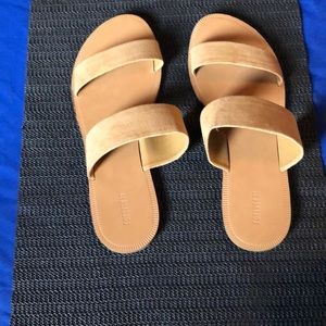 Tan flat strapped sandals